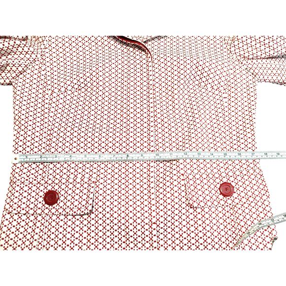 Apt. 9 Lined Hidden Buttons Cotton Blend Coat Stretch Red White Womens Size 6 - Picture 6 of 9